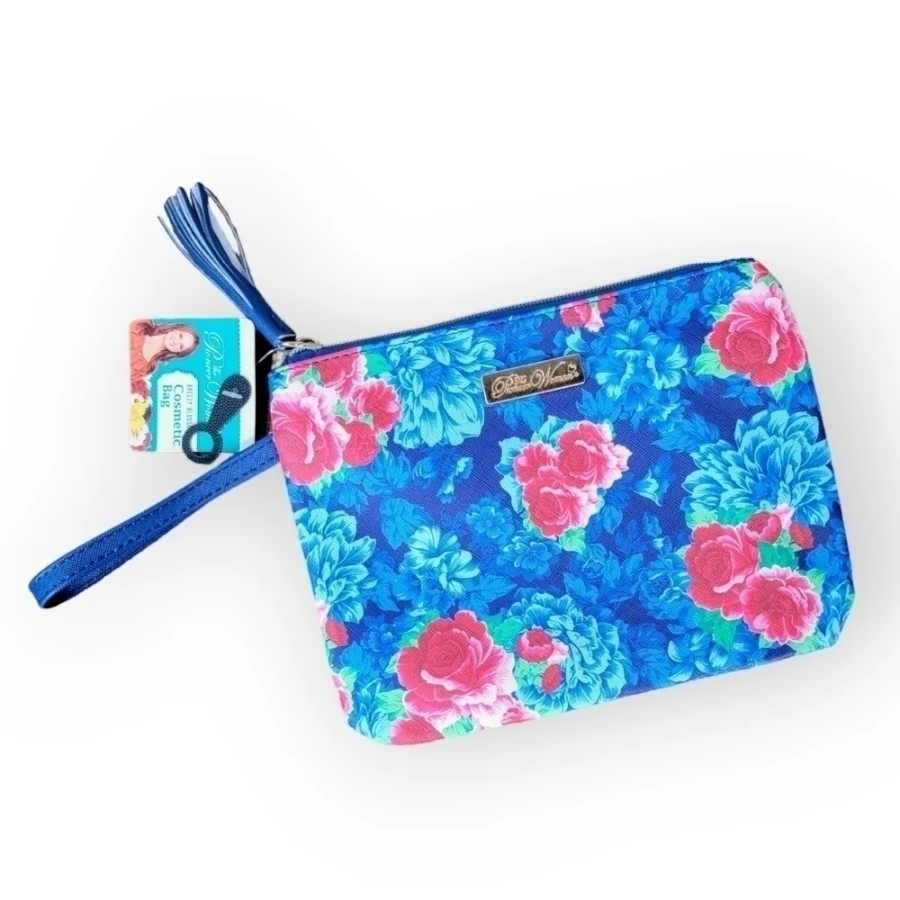 NEW Pioneer Woman Cosmetic Bag Breezy Blossom Print Wristlet